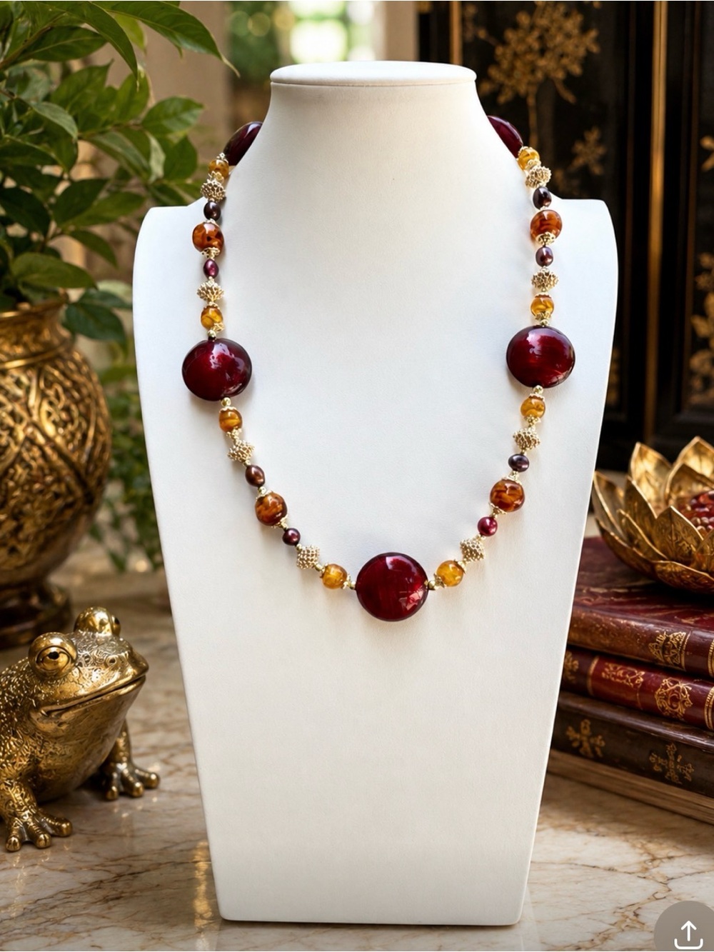 ARTISAN Vintage Murano Glass, Vintage Czech Glass & Freshwater Pearl Necklace